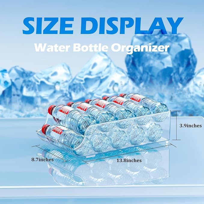 2-Pack Clear Water Bottle Organizer for Fridge & Pantry | Space-saving fridge/pantry storage, keeps bottles organized - Image 2