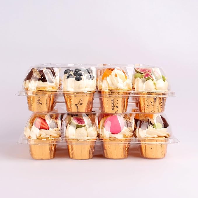 24 Count Cupcake Containers with Tall Dome Lids, 10 Pack Clear Plastic Stackable Cupcake Boxes, Detachable Covers for Frosted Cupcakes, Standard Size Cupcake Carrier for Parties, Bake Sales, Events - Image 3