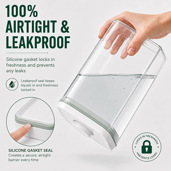 12 Pcs Pop Airtight Food Storage Containers with Lids Stackable Containers for Kitchen Pantry Organization Ideal for Cereal Snacks Flour Sugar Coffee and Spaghetti, 3.4Qt, 2.8Qt, 2.1Qt, 1.2Qt - Image 3