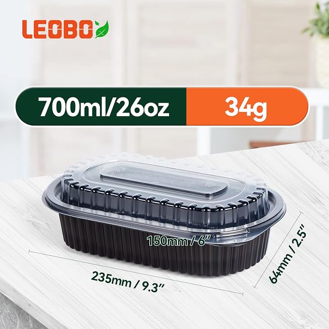 45 Pack 26oz Meal Prep Containers - Shrink Wrapped No Pre-Wash | Leak Proof BPA-Free | Microwave & Freezer Safe | Stackable, Reusable To Go Containers for Bulk Storage, Leftover & Takeout - Image 5