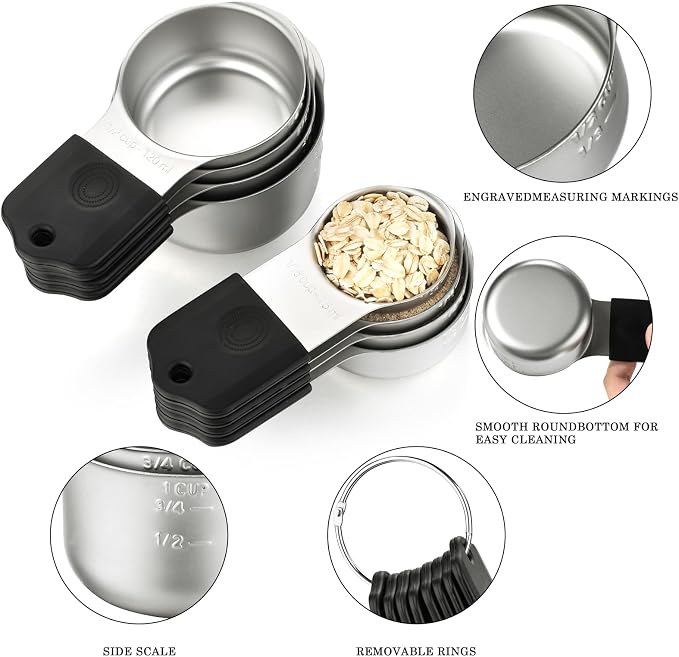 Magnetic Measuring Cups SetStainless Steel Stackable Nesting Measuring Cup | for Measuring Dry and Liquid Ingredients Set of 8 - Image 2