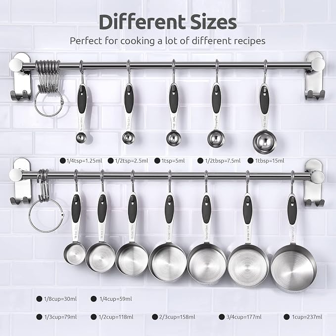 U-Taste 18/8 Stainless Steel Measuring Spoons Set for Dry and Liquid Ingredients(Set of 9), and Upgraded Measuring Cups and Spoons Set of 12 with Reinforced Welded Handle (Black) - Image 3