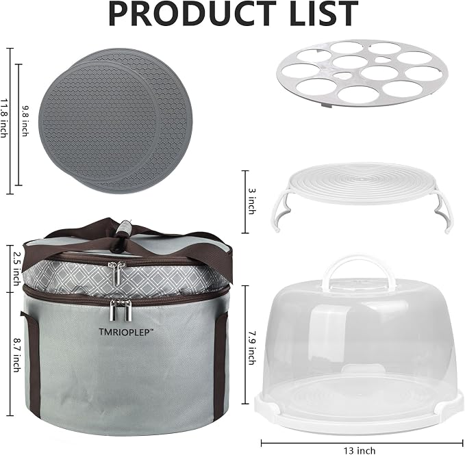 TMRIOPELP Tall Cake Carrier with Lid and Handle Insulated Cake Container Cake Transport Carrier Ideal for Pies Cupcakes and Pastries Perfect for Safe and Secure Cake Delivery (Grey, 12 inch) - Image 6