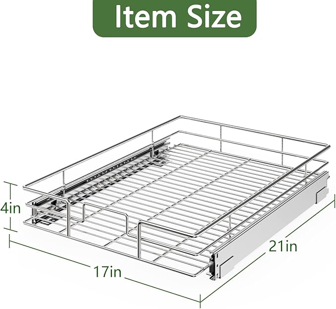 LOVMOR Pull Out Cabinet Organizer 17" W x 21" D, Kitchen Cabinet Pull Out Shelves Slide Out Storage… - Image 3