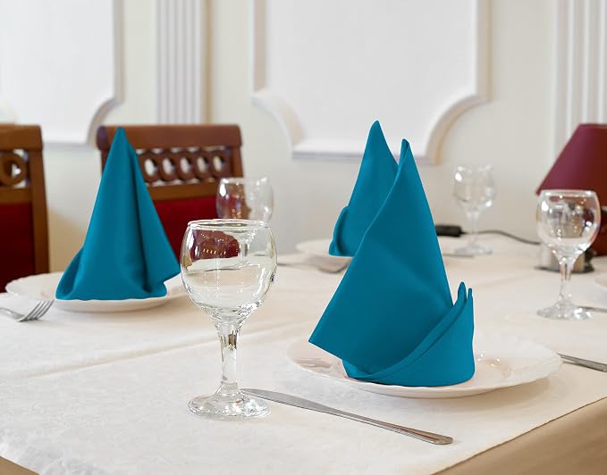Utopia Kitchen Cotton Blend Teal Cloth Napkins [12 Pack, 18x18 Inch] | Absorbent Washable and Reusable for Dinner, Restaurant, Lunch, Wedding and Hotel - Image 2