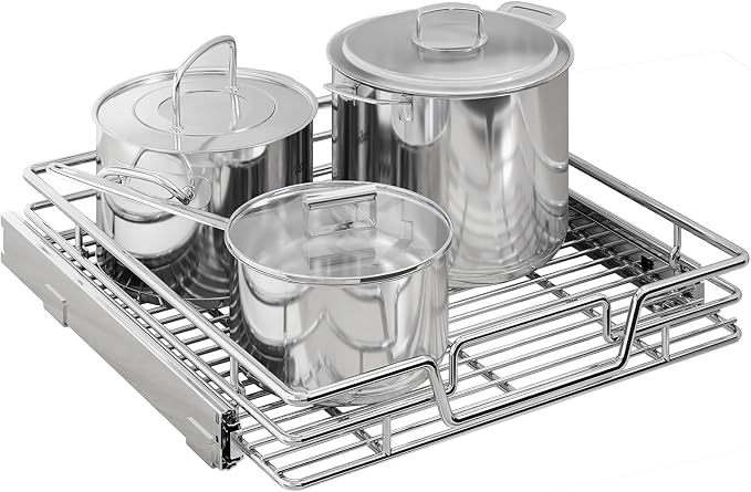 Kitchen Cabinet Pull Out Shelf and Drawer Organizer Slide Out Pantry Storaqe Basket in Multiple Sizes (21" W x 21" D,1 Tier) by Unknown