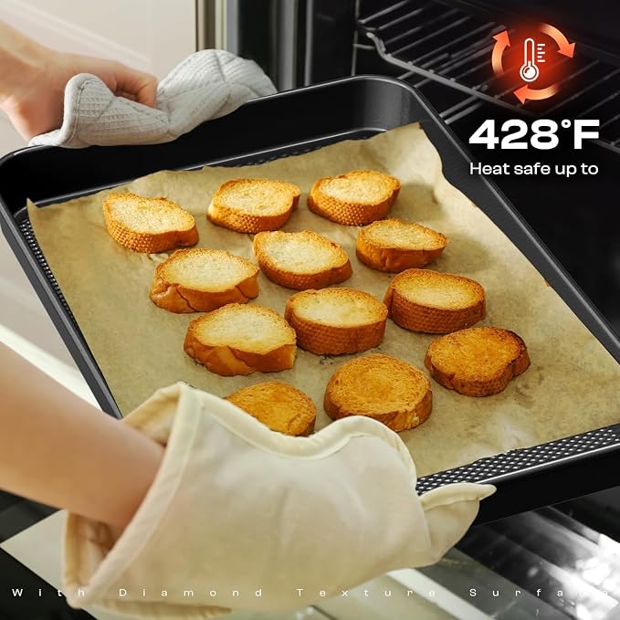 12-Piece Nonstick Bakeware Set, Stackable Non Toxic Baking Pans Set - Black | Oven Safe Bakeware Set with Rack & Kitchen Utensils, Cookie Sheets Set, Cake Pan, Muffin Pan, Loaf Pan, Roasting Pan - Image 8