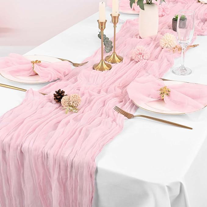 Pink Cheesecloth Napkins - Bulk Set of 50, 20x20 Inch Washable and Reusable Boho Cotton Gauze Light Pink Cloth Napkins for Weddings, Bridal Girl Baby Shower, Party and Banquet - Image 6