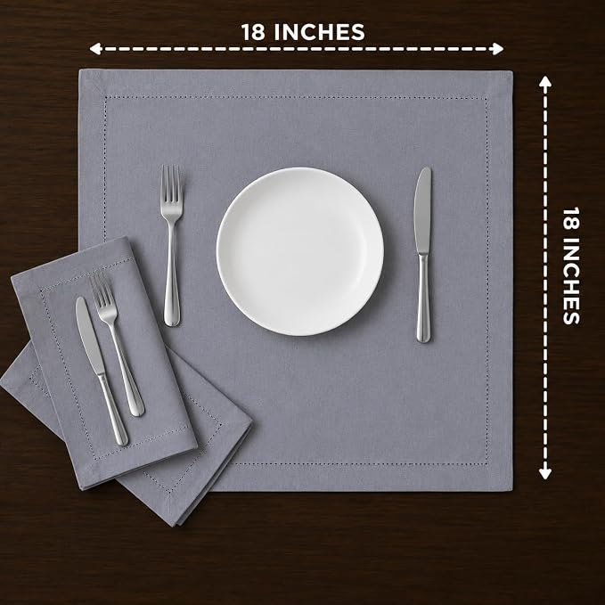 Cotton Cloth Napkins Set of 12, 18x18 Cotton Napkin Cloth Washable, Soft, Reusable Napkins for Wedding, Parties, Christmas, Thanksgiving, Everyday Use (Grey) - ALPHA Living HOME - Image 4