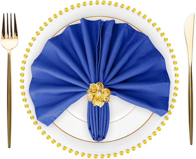 SuperO Set of 120 Cloth Napkins 17 x 17 Inch, Polyester Solid Washable Dinner Napkins with Hemmed Edges,Great for Restaurant, Wedding and Party(Royal Blue) by SuperO