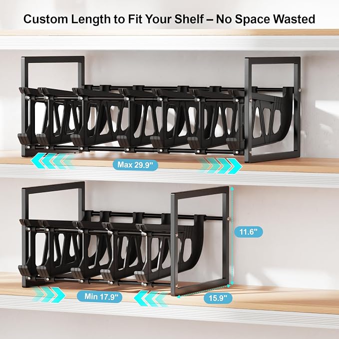 Pantry Can Organizer - Auto-Rolling, Expandable, Holds 120 Cans | Stackable For Walk-in Deep Pantry Shelf, Adjustable Width for Food Cans, Sturdy Metal Frame, Easy Access & Restocking, Black - Image 5