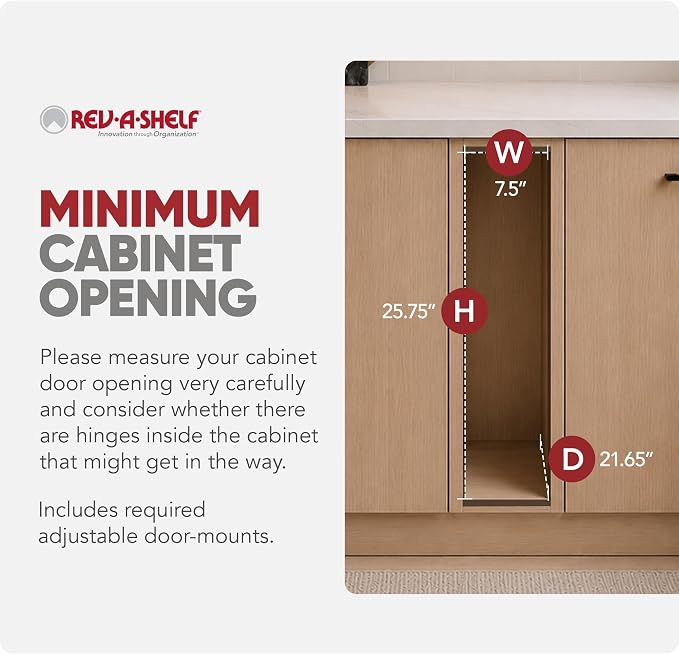 Rev-A-Shelf Maple Pullout Organizer w/Blum Soft-Close for Frameless Full-Height Base Cabinets, Full Extension Slides & Adjustable Shelves, Min Opening Width of 7.5", 448-BCSC-6C - Image 9