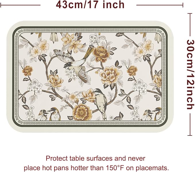 Vinyl Waterproof Placemats Set of 6 Rectangular,12"*17"-Murad A | Wipeable Beautiful Print Place Mats,Stain Resistant,Heat Resistant,Everyday Meals,Kitchen,Dinning,Holiday,Decor - Image 6