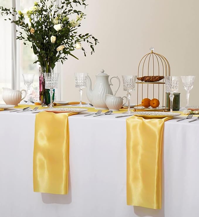 MDS® Pack of 200 Satin Napkins 12 x 12 Inch, Soft Silky Reusable Cloth Dinner Table Napkins for Wedding Décor, Reception, Birthday, Parties, Banquets, Catering, Restaurants & Hotel - Gold - Image 5