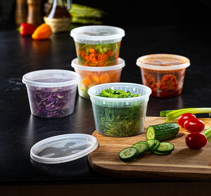 [Case of 240 16 oz. Plastic Food Storage Deli Containers with Lids, Disposable Containers With Lids - Perfect for Storing Soups, Sauces, and Snacks - Image 3