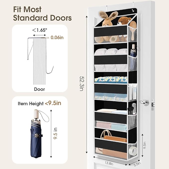 2 Pcs Over The Door Organizer Large Capacity Hanging Storage Room Organizer | 40 lb Capacity, Ultra-Sturdy, Foldable, Mesh Design with Clear Window, Space-Saving Organizer for Pantry, Nursery & Closet - Image 2