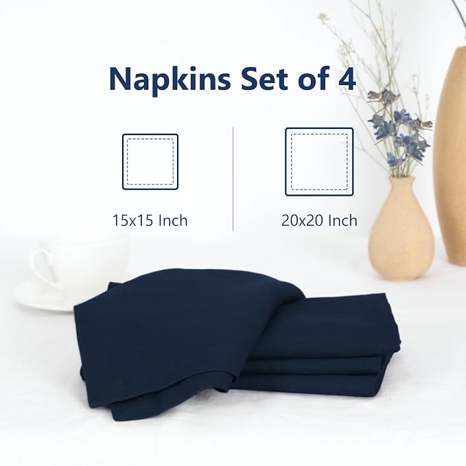 100% Linen Dinner Napkins 20x20 Inch,Soft and Breathable Natural French Flax Cloth Napkins,Stone Washed Set of 4(Navy) - Image 2