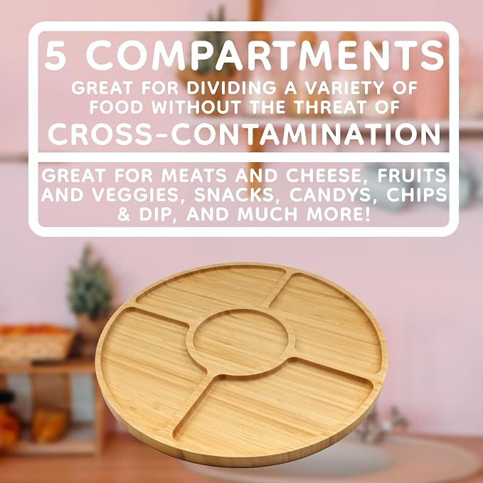 Bamboo Serving Tray - 15" - 5 Compartment - 30 Trays - Image 5