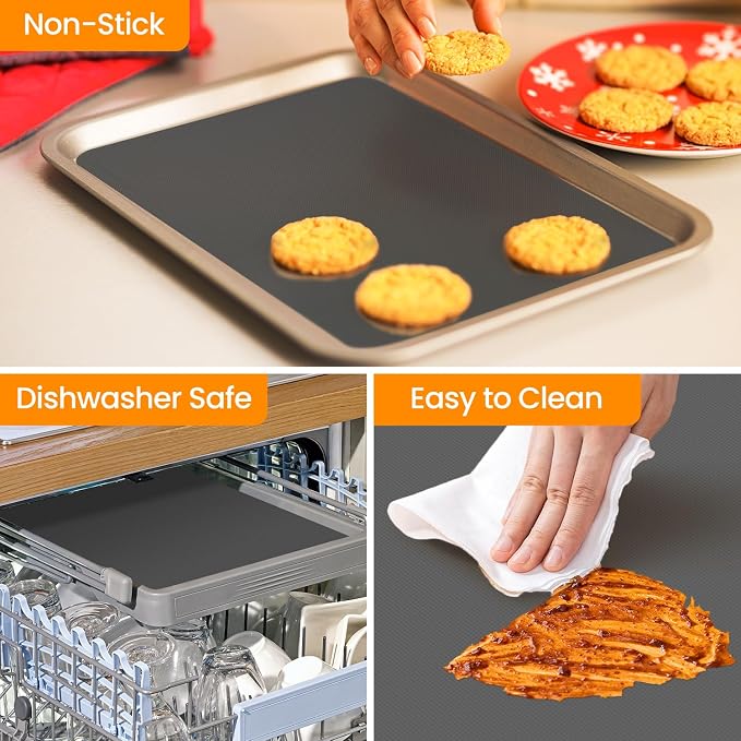 Silicone Baking Mat Roll, Non Stick Heat Resistant Silicone Baking Mats, Pastry Mat, No Slip Reusable Freeze Dryer Mat, Countertop Protector Mat, Cut to size fit different Sharp Oven Pans Dishes Tins - Image 4