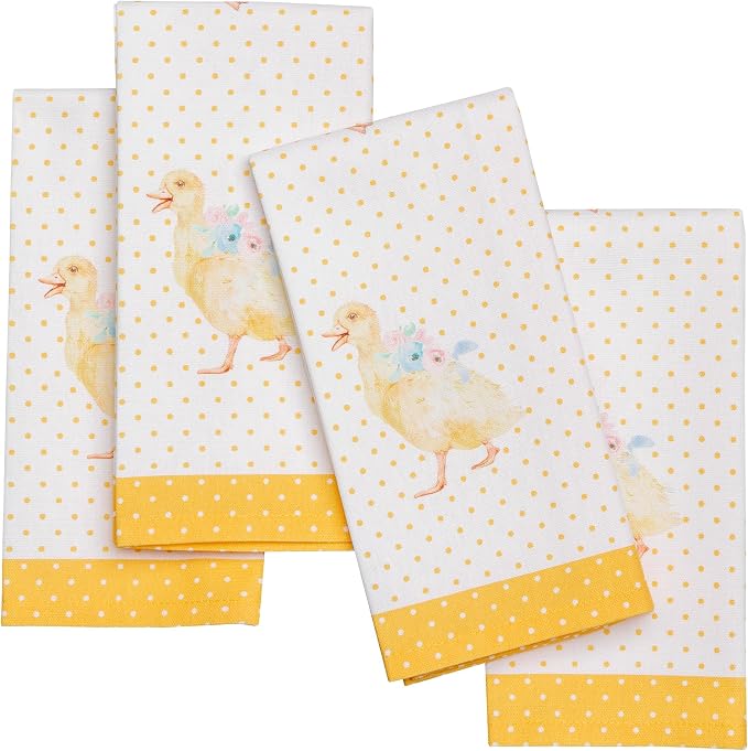 Maison d' Hermine Cloth Napkins Set of 4 Reusable 100% Cotton (18" x 18") | Everyday Square Napkins Cloth Washable Dinner Party Wedding Restaurant Hotel Kitchen Spring Summer - Ducklings In Spring by MaisondHermine