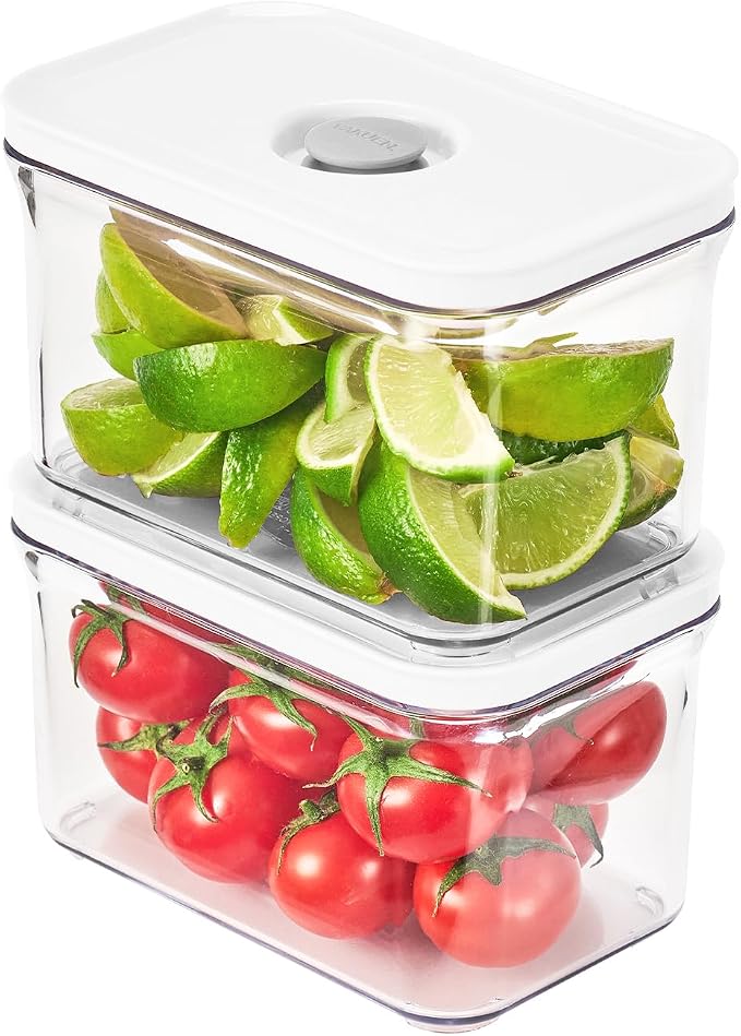 VAKUEN Premium Airtight Food Storage Containers, Rectangular 2PC(1.06qt), Smart One-Click Seal Lid, No Hinges, Patented Double Silicone Lining, 100% Leak Proof, BPA-FREE, Dishwasher, Microwave Safe by Vakuen