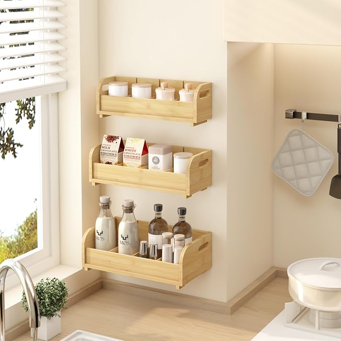 3-Tier Bamboo Tea Bag Organizer, Stackable Tea Holder for Countertop | Tea Box Rack with Removable Dividers, Wall Mount Large Capacity for Pantry Drawer Cabinet Kitchen Office Coffee Station - Image 7