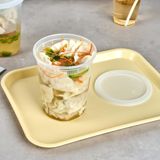 Restaurantware Plastic Food Container 100 Pack of 40 oz Clear Microwave-Safe Storage Container With Lid Leakproof Round Shape Disposable Freezer-Safe - Image 4