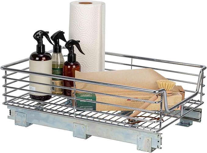 Household Essentials Chrome-Plated Steel Pull-Out Basket Organizer by HouseholdEssentials