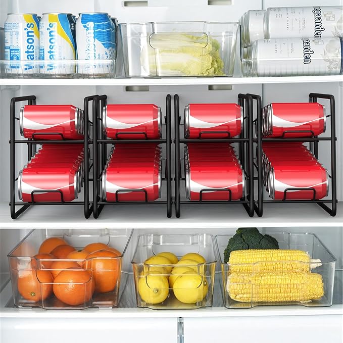 MOOACE 4 Pack Can Organizer for Pantry, Soda Can Dispenser Rack, Black | Stackable Canned Food Storage, Beverage Soup Cans Holder Fridge & Kitchen Cabinet Organizers and Storage - Image 7
