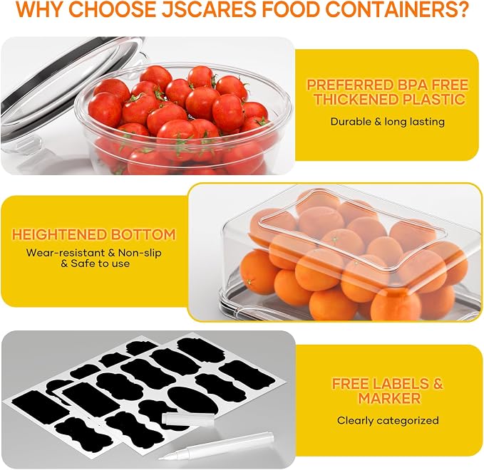 52 PCS Food Storage Containers with Lids Airtight (26 Lids & 26 Containers)- Reusable Plastic Leakproof Meal-Prep Container for Kitchen Storage Organization Microwave/Dishwasher Safe with Labels & Pen - Image 4