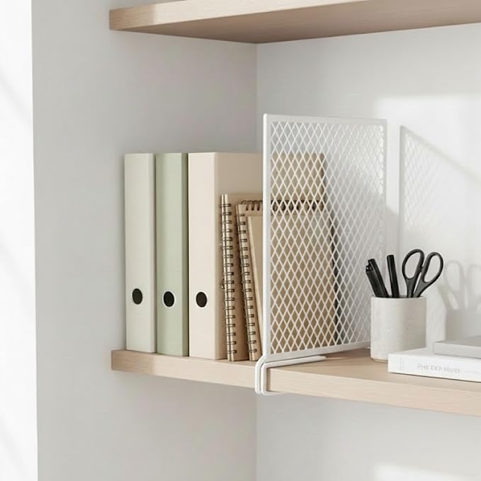 Nexu 6-Pack Metal Mesh Shelf Dividers for Closet Organization, Ultra-Stable Under-Shelf Hook Closet Dividers, Heavy Duty Purse, Handbag & Bag Organizer for Shelving, Clothes, Bedroom, White - Image 7