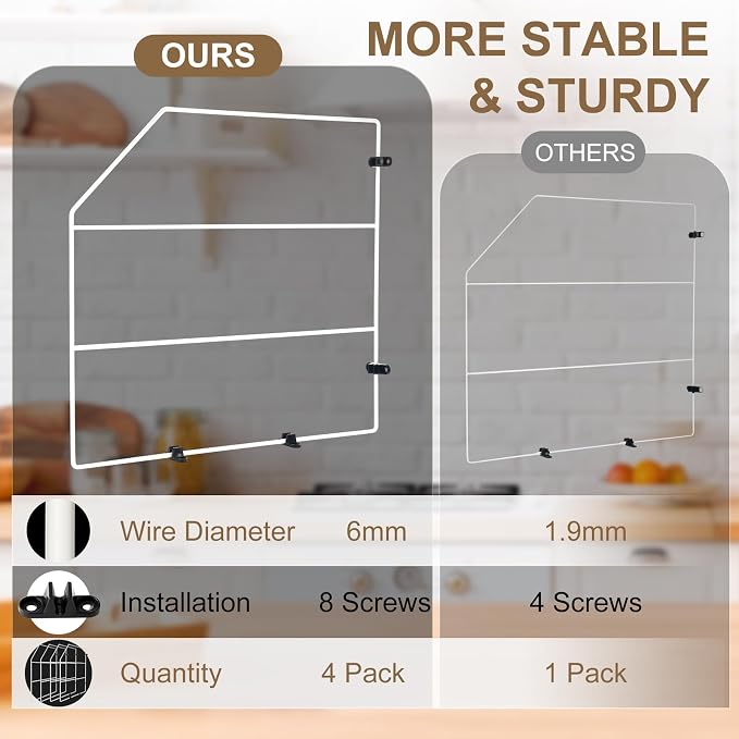 Blulu 4 Pcs Baking Sheet Organizer 18" x 20" Tray Dividers for Cabinets Kitchen Cabinet Dividers Vertical for Baking Sheets Chrome Pan Rack Storage Wires for Kitchen Cupboards(White) - Image 3