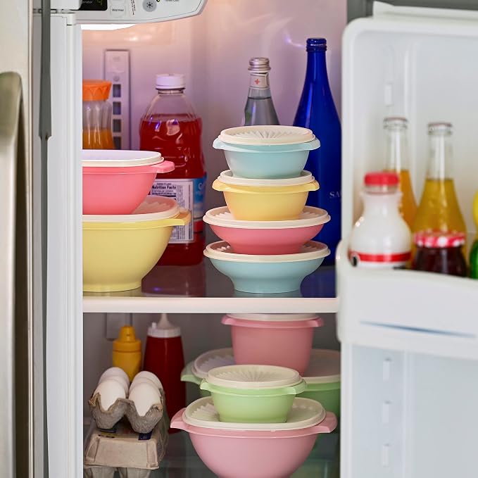 Tupperware Heritage 36-Piece Vintage Pastel Set (18 Containers + 18 Lids) | Plastic Food Storage Containers with Secure Lids, BPA-Free Materials, & Dishwasher-Safe for Kitchen Storage or Meal Prep - Image 9