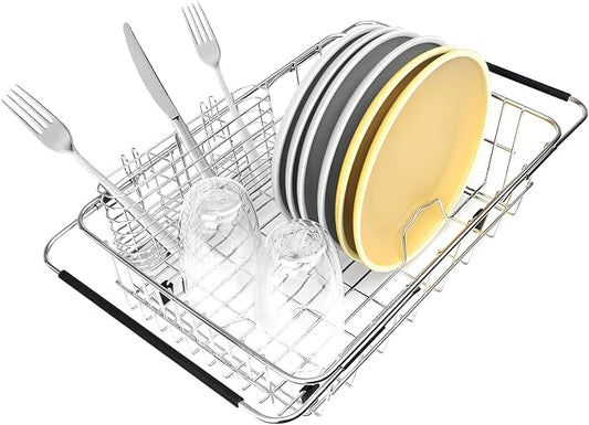 304 Stainless Steel Drying Rack, Expandable, Adjustable Inside The Sink (up to 9 Upright Utensils) | Adjustable Sink Dish Drying Rack, Expandable Stainless Steel Organizer, Fits Most Sinks, Holds Up to 9 Upright Utensils by BTLATHA