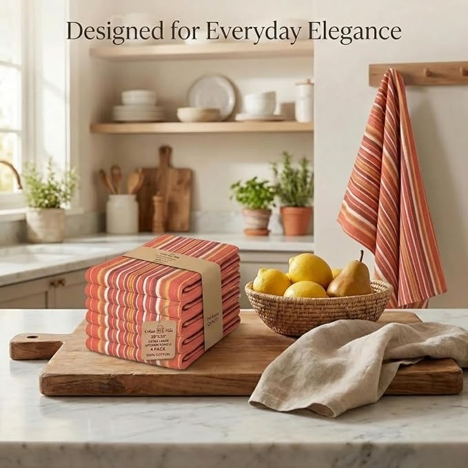 Urban Villa Kitchen Towels Cotton Dish Towels 20”x30” (Set of 6) Rust - Image 5