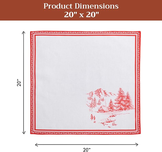 Maison d' Hermine Cloth Napkins Set of 4 Reusable 100% Cotton (20" x 20") | Everyday Square Napkins Cloth Washable Dinner Wedding Restaurant Hotel Kitchen Thanksgiving Christmas - Winter Jouy - Image 7