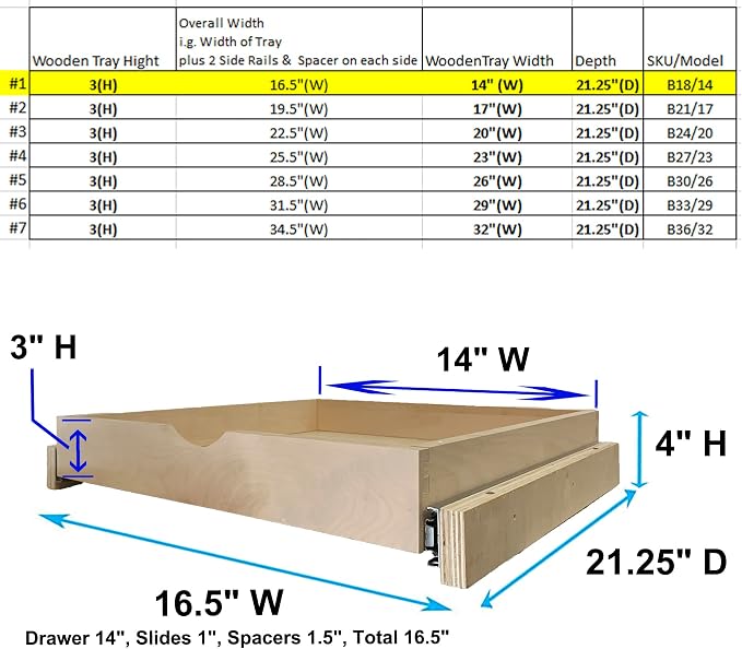 Pull Out Drawers For Cabinets, 16.5"W x 21"D X 4"H Soft Close Slide Out Wood Shelves Storage Organizer for Kitchen, Finished, Heavy-Duty, Bottom Assembly - Image 3