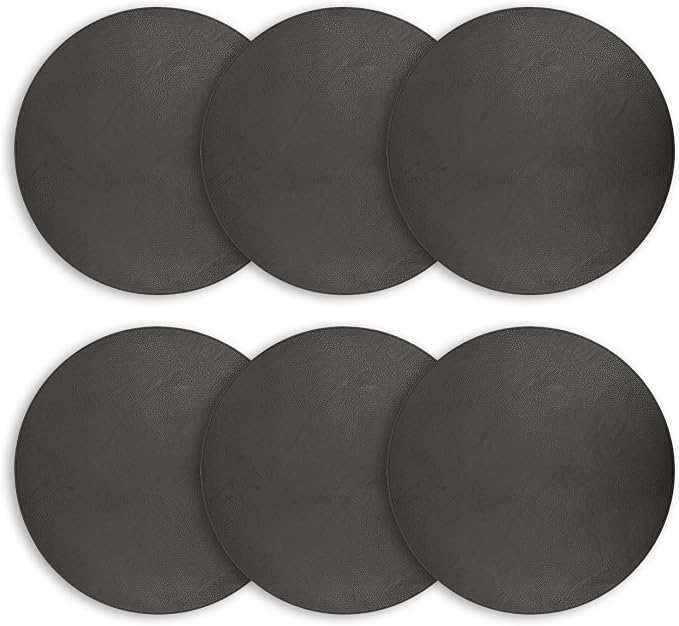 Placemats Set of 6 – Round 15” Faux Leather Table Mats for Dining, Heat Resistant & Non-Slip Washable Table Decor, Indoor, Outdoor, Dining Table Set for 6, Modern Kitchen & Holiday Use,Black - Image 2