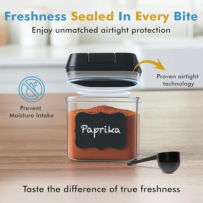 Shazo 9 PC Airtight Food Storage Containers - BPA Free Clear Plastic Snack & Spice Containers with Easy Lock Lids - Kitchen and Pantry Organization for Herbs, Coffee, Tea - 0.5L / 2.1 Cups - Image 6