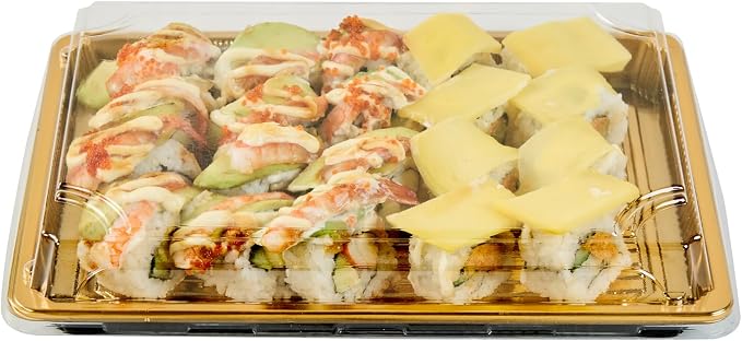 Restaurantware Plastic Sushi Trays 100 Pack of 10 x 7.2 x 1.77 Inch With Clear Lids Leak-Resistant Sushi Take Out Boxes Stackable Containers For Grab-And-Go - Image 13