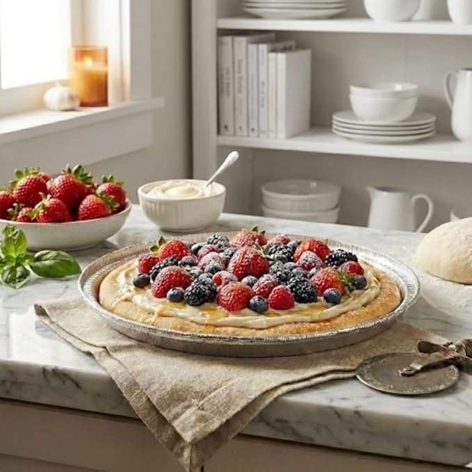 12 Pack 10 inch Disposable Aluminum Foil Pizza Pans | Made in USA, Versatile Round Baking Sheet, Personal Pizzas, Cookie Cakes, Freezer & Reheating - Image 6