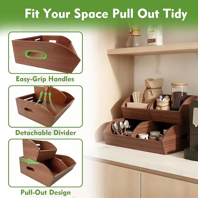 Stackable Bamboo Produce Storage Bin with Ventilation & Handles | 3 Pack, Walnut Wood Finish, Holds Root Crops, Fruits & Bread, Great For Pantry, Home And Hotel Kitchen Storage - Image 5