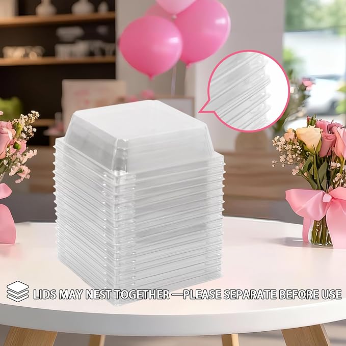 Pink Charcuterie Boxes with Clear Lids - Set of 150, 5.3x4.9x2.5 Disposable Food Containers with Lids, Bakery Boxes for Swiss Roll, Sandwich, Strawberries, Slice Cake, Cookies - Image 8
