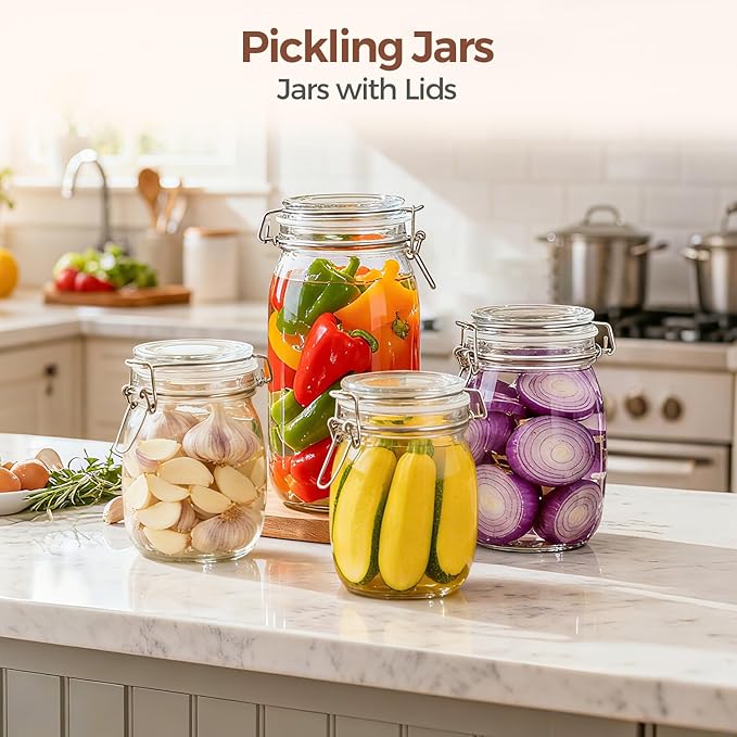 ComSaf Large Glass Jars with Airtight Lids 71 oz 3 Pack Pantry Organization | Flour sugar rice, Pickling jar, Fermenting Pantry Canisters, Sourdough starter, Large capacity, Dry goods, Sourdough pickling - Image 7