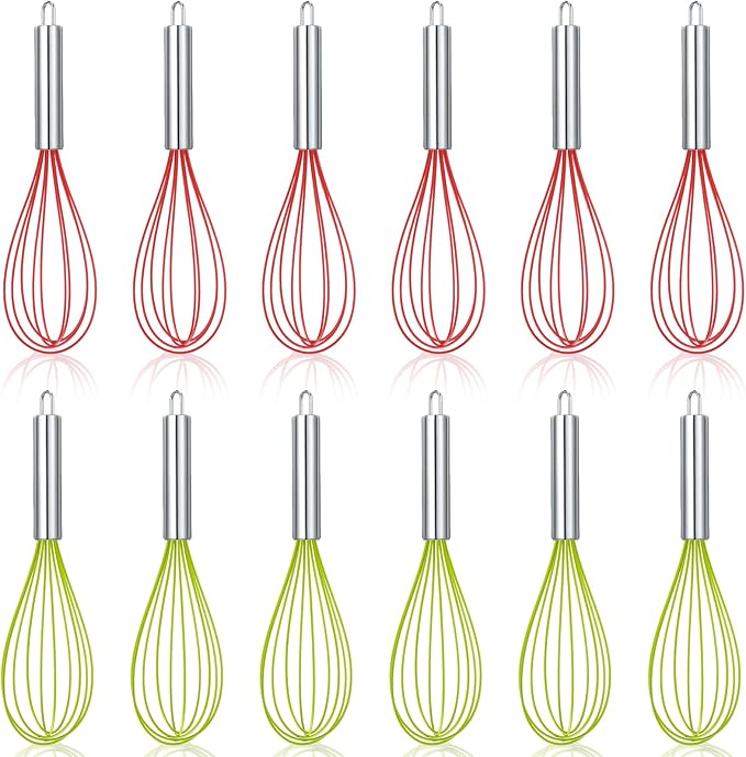 FoldTier 6 Sets 12 Inch Whisks Bulk DIY Fillable Whisk Gifts Colored Silicone Whisks for Cooking Heat Resistant Egg Beaters for Candy Holder Party Favors by FoldTier