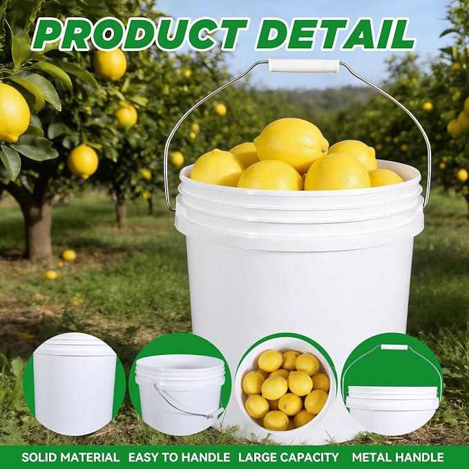 18-Pack 2.5 Gallon Plastic Bucket with Handle – White Heavy-Duty Food Grade Water Storage Buckets for Cleaning, Paint, Ice, Halloween & More - Image 2