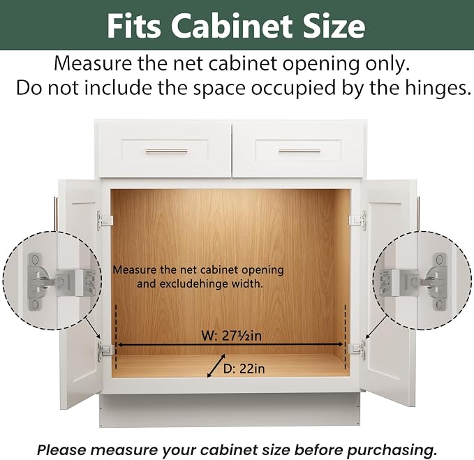 LOVMOR Pull Out Cabinet Organizer 27" W x 21½" D, Kitchen Cabinet Pull Out Shelves Slide Out Storage - Image 4