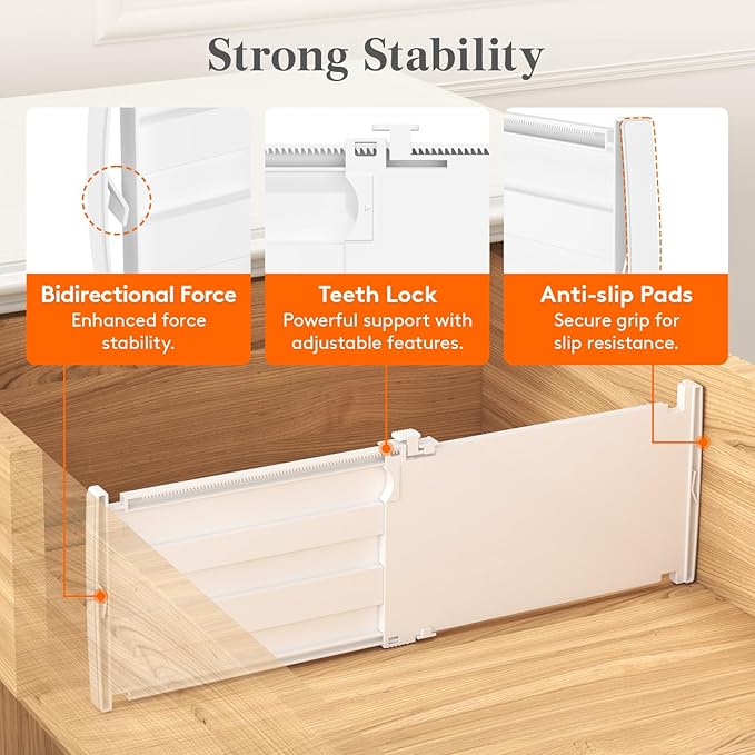 Lifewit 6" Tall Drawer Dividers, Adjustable Deep Drawer Organizer Clothes | 9 Pack 11.5"-18.5" Expandable White Plastic Separators for Dresser, Kitchen, Cabinet, Closet, Office Organization & Storage - Image 4