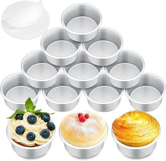 Gerrii 18 Pcs 4 Inch Cake Pans Nonstick Aluminum Small Round Cake Baking Pans Molds for Cheese, Pizza, Quiche, Home Party Baking Supplies, Leakproof and Easy Release by Gerrii
