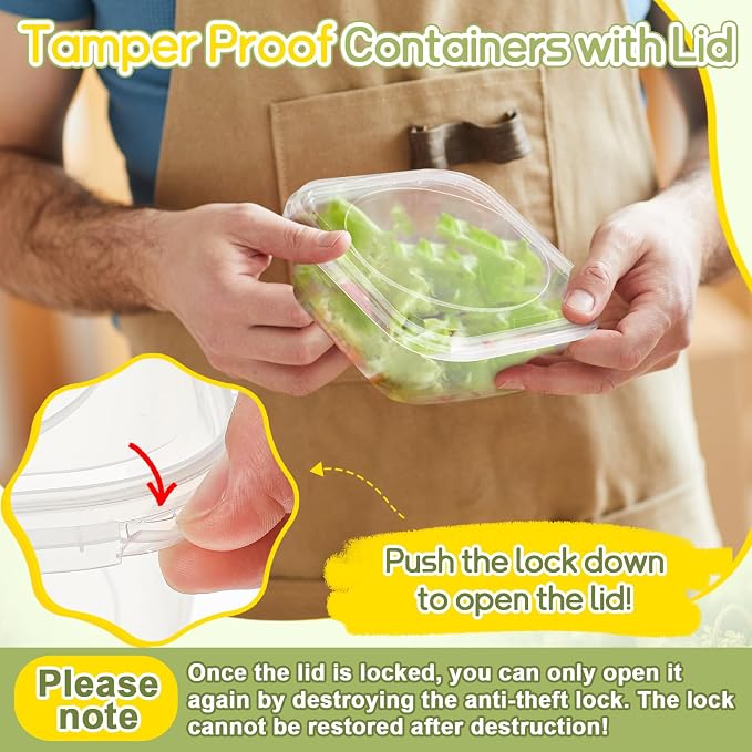 50 Pack 16 oz Deli Containers with Lids, Tamper Proof Leak Resistant Clear Plastic Food Storage Containers, Airtight Meal Prep Container for Soup Salad Tiramisu, Microwave & Dishwasher Safe - Image 3